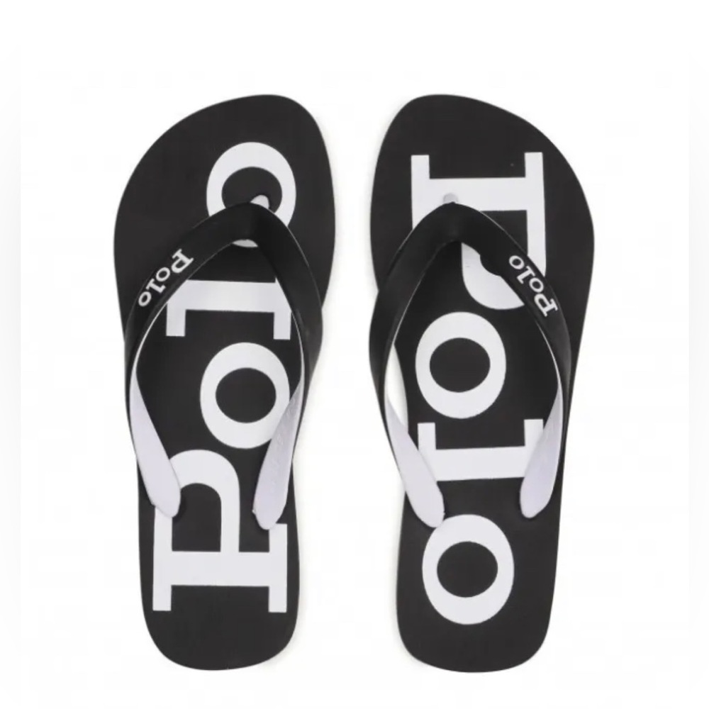 Polo Ralph Lauren Black/White Men's Bolt Flip Flops